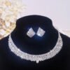Shiny Necklace Earrings Set for Women, Party Jewellery set, Silver Necklace set, jewellery for gift