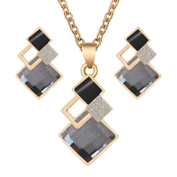Crystal Pendants Necklace Earrings Sets | Bridal Wedding Earring Necklace Set | Colourful Jewellry Set | Bridesmaid Necklace Earring SET | Crystal Bridal Necklace Set