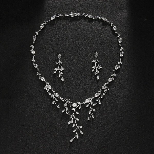 Branch Shape Necklace And Earring set, Bridal Necklace Set, Silver Wedding Necklace Earrings Set, Wedding Necklace for bride