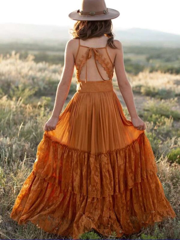Princess Girls Lace Cotton Long Dresses | Long Maxi Dress | Long Lace Flower Girl Dress | Long Dresses | Girls Long Dresses