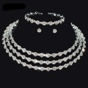 Bridal Necklace, Bridal Jewelry Rhinestone Choker, Silver Bridal Necklace And Earrings, Jewelry Set, Wedding Set, Jewellery For Bride, Wedding necklace set