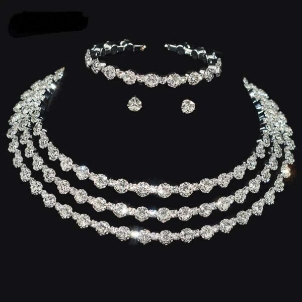 Bridal Necklace, Bridal Jewelry Rhinestone Choker, Silver Bridal Necklace And Earrings, Jewelry Set, Wedding Set, Jewellery For Bride, Wedding necklace set