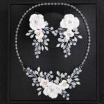 Flower Necklace Set, Flower Earrings Wedding Accessories Jewelry Party, Crystal Bridal Ornaments, Wedding Jewellery set