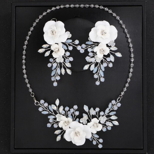Flower Necklace Set, Flower Earrings Wedding Accessories Jewelry Party, Crystal Bridal Ornaments, Wedding Jewellery set