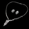 Cubic Zircon Jewelry Set for Women Stud Earrings and Necklace, Silver necklace, Wedding necklace set, Leaf style Wedding jewellery