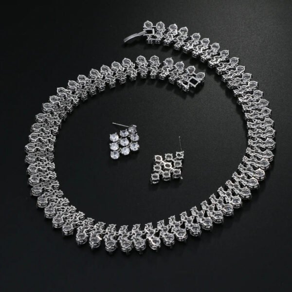 Chunky Bridal Jewelry Sets Silver necklace set cubic zirconia Jewellery set Wedding Jewelry Sets for Women