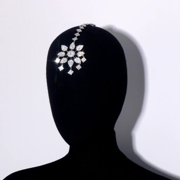 Head Chain Exquisite Cubic Leaf Forehead Headband Chain Hair Jewellery For Women Headpiece Bridal Wedding Head Chain, Wedding Headpiece