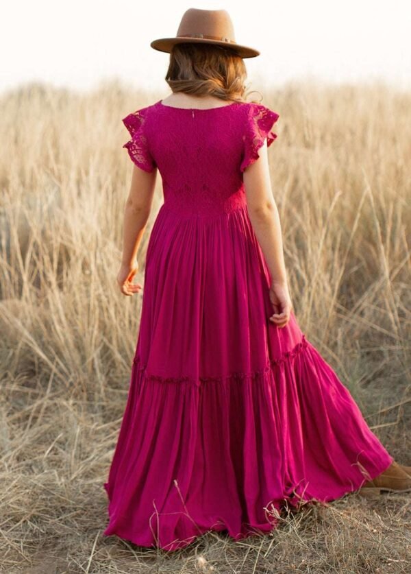 Princess Girls Lace Cotton Long Dresses, Long Maxi Dress, Long Lace Flower Girl Dress, Long Dresses, Girls Birthday Dress, Girls Long Dress