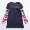Butterfly Embroidered Dress for Girls ,Long Sleeve Rainbow Dress , Flower Dress