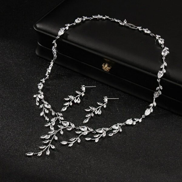 Branch Shape Necklace And Earring set, Bridal Necklace Set, Silver Wedding Necklace Earrings Set, Wedding Necklace for bride