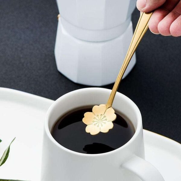 8Pcs Flower Spoons Set, Small Teaspoon, Coffee Spoon, Cute Ice Cream Dessert Spoon, Gold Stainless Steel Spoon For Coffee Tea