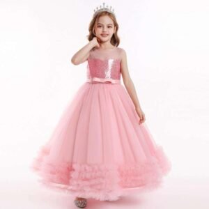 Girls Long Dresses, Flower Girl Dress, Lace Tulle Dresses, Girls Birthday Dress, Long Flower Girl Dress, floor-length girl dress, lace flower girl dress