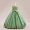 Long Dress For Girls, girls Princess dress, Bow Sequin Wedding Party Dresses, Pageant Formal Evening Vestidos, Lace tulle dress