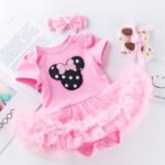 Cute Baby Girls' Pink Romper Dress for Birthday Celebrations Baby Girls dress romper Baby birthday dress Baby pink dress