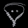 Cubic Zircon Jewelry Set for Women Stud Earrings and Necklace, Silver necklace, Wedding necklace set, Leaf style Wedding jewellery