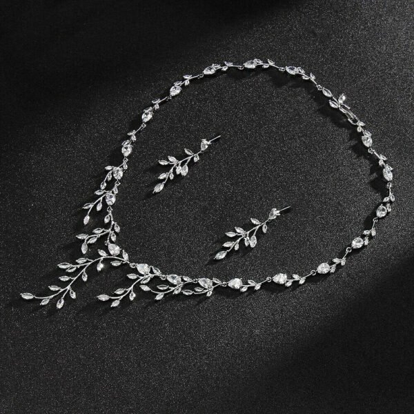 Branch Shape Necklace And Earring set, Bridal Necklace Set, Silver Wedding Necklace Earrings Set, Wedding Necklace for bride