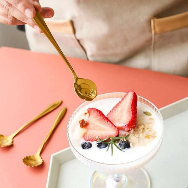 8Pcs Flower Spoons Set, Small Teaspoon, Coffee Spoon, Cute Ice Cream Dessert Spoon, Gold Stainless Steel Spoon For Coffee Tea