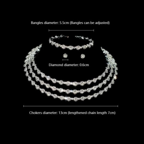 Bridal Necklace, Bridal Jewelry Rhinestone Choker, Silver Bridal Necklace And Earrings, Jewelry Set, Wedding Set, Jewellery For Bride, Wedding necklace set