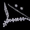 Cubic Zircon Jewelry Set for Women Stud Earrings and Necklace, Silver necklace, Wedding necklace set, Leaf style Wedding jewellery
