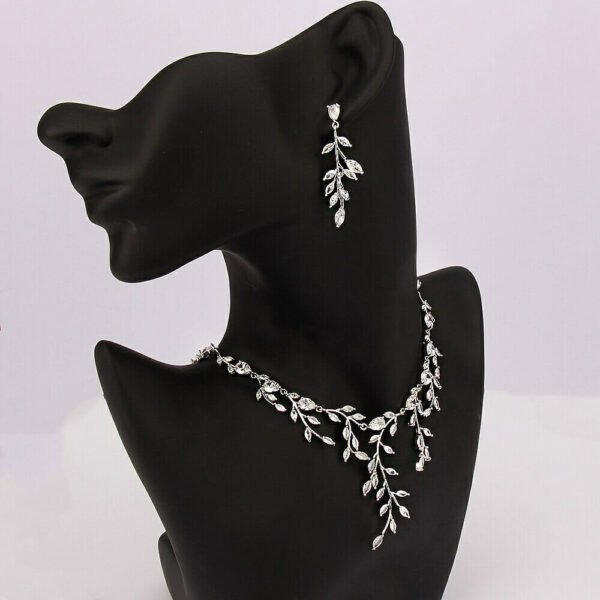 Branch Shape Necklace And Earring set, Bridal Necklace Set, Silver Wedding Necklace Earrings Set, Wedding Necklace for bride