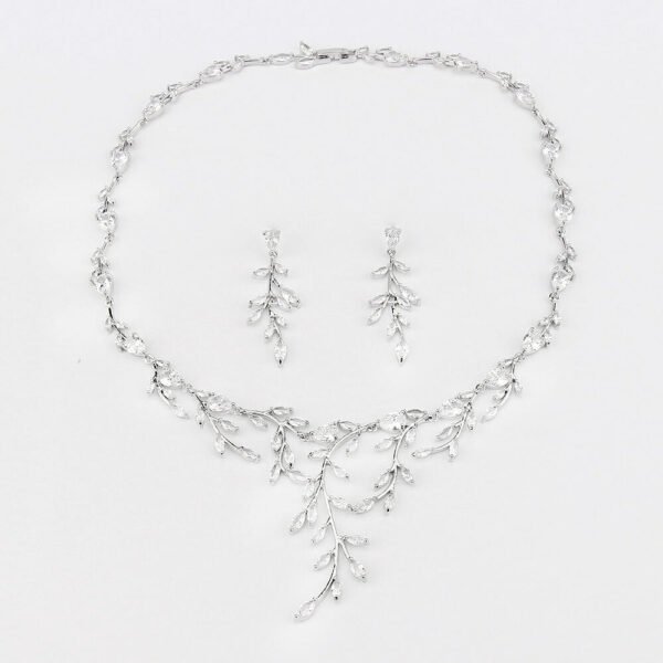 Branch Shape Necklace And Earring set, Bridal Necklace Set, Silver Wedding Necklace Earrings Set, Wedding Necklace for bride