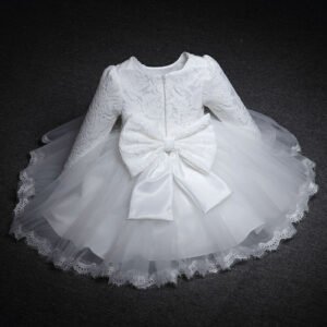 Toddler Christening gown, flower girl dress, Girls church dress, Newborn White Baptism dress, Toddler White dress, Christening Dress, Baby Girl Long Sleeves Dress