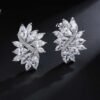 Cubic Zircon Jewelry Set for Women Stud Earrings and Necklace, Silver necklace, Wedding necklace set, Leaf style Wedding jewellery