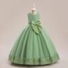Long Dress For Girls, girls Princess dress, Bow Sequin Wedding Party Dresses, Pageant Formal Evening Vestidos, Lace tulle dress
