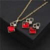 Crystal Pendants Necklace Earrings Sets | Bridal Wedding Earring Necklace Set | Colourful Jewellry Set | Bridesmaid Necklace Earring SET | Crystal Bridal Necklace Set