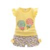 Baby Girl Summer Outfit Toddler Kids Baby Girls T-Shirt Tops + Floral Shorts Pants Candy Printed Outfits