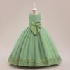 Long Dress For Girls, girls Princess dress, Bow Sequin Wedding Party Dresses, Pageant Formal Evening Vestidos, Lace tulle dress