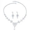 Cubic Zircon Bridal Jewelry Set | Leaves Shape Necklace | Silver Bridal Necklace and Earrings | Wedding Necklace Set | Leaf style jewellery for bride
