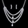 Zircon Teardrop necklace earring set, Wedding Jewellery set, Bridal jewelry set, Multi layered Necklace
