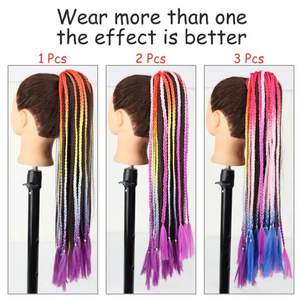 Colorful Hair Braided 60CM Elastic Rubber Band Braiding Pony Tail Hair Extensions For Girls - Ponytail Hair Bands - Hair Ornament Headbands