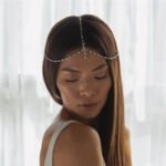 Boho Bridal Head Chain Exquisite Cubic Leaf Forehead Headband Chain Hair Jewellery for Women Headpiece Bridal Wedding Head Chain