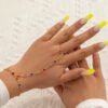 Boho Hand Bracelet | Crystal Finger Bracelet | Gold Bracelet | Colourful Chains Bracelet Jewellery | Ring Bracelet | Gold Hand Chain