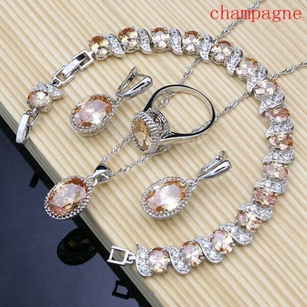 Silver 925 Bridal Jewelry, Zircon Jewelry Sets, Silver Jewelry Set , Sterling silver Necklace, Pendant necklace set, Silver Jewellery