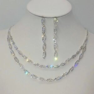 Bridal Necklace set Crystal Necklace and earrings set Diamond Bridal Jewelry Set Silver Bridal Earrings Crystal Wedding Necklace Set