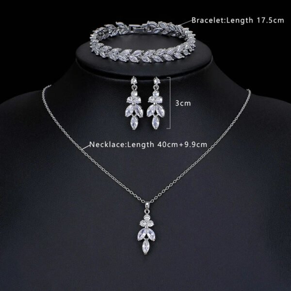 Necklace Set for brides bridal jewelry Wedding Bridal Drop Earrings Jewelry Set silver leaf wedding Earrings Necklace jewelry set