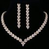 Bridal Necklace Set | Teardrop Silver Wedding Necklace Earrings Set | CZ Wedding Necklace Set | Crystal Bridal Set