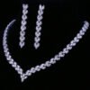 Bridal Necklace Set | Teardrop Silver Wedding Necklace Earrings Set | CZ Wedding Necklace Set | Crystal Bridal Set