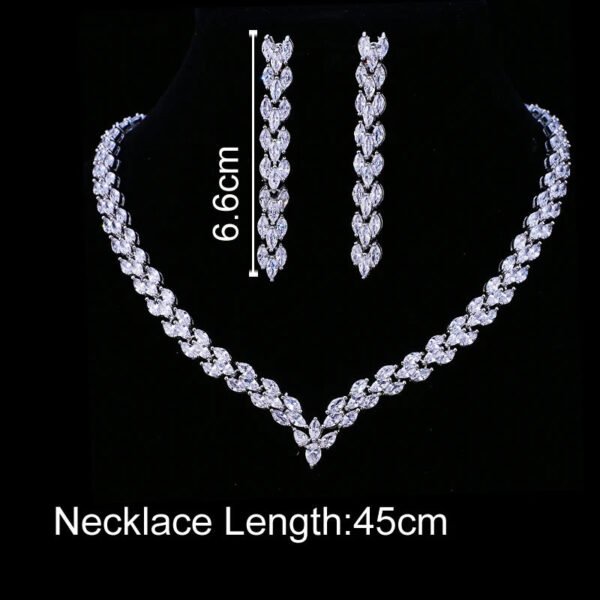 Bridal Necklace Set | Teardrop Silver Wedding Necklace Earrings Set | CZ Wedding Necklace Set | Crystal Bridal Set