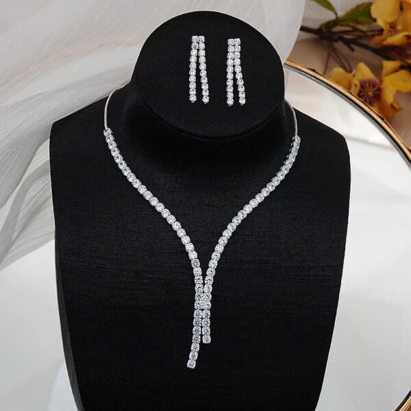 Bridal Jewelry Set, Wedding Silver Jewelry, CZ Wedding Necklace Set, Jewelry Set, CZ Jewelry Set, Women Wedding Jewelry Set, Gift Her
