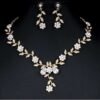 Bridal necklace and earrings| Bridal jewelry set | Wedding necklace set| Leaf style Wedding jewellery for bride