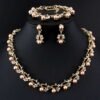 Imitation Pearl Wedding Necklace Earring Sets | Bridal Jewelry Sets for Women | Crystal Pearl Bridal Necklace and Earring Set