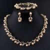 Imitation Pearl Wedding Necklace Earring Sets | Bridal Jewelry Sets for Women | Crystal Pearl Bridal Necklace and Earring Set