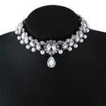Boho Collar Choker, Water Drop Necklace, Crystal Necklace, Vintage Jewelry, Pearl Statement Necklace, Wedding Necklace set