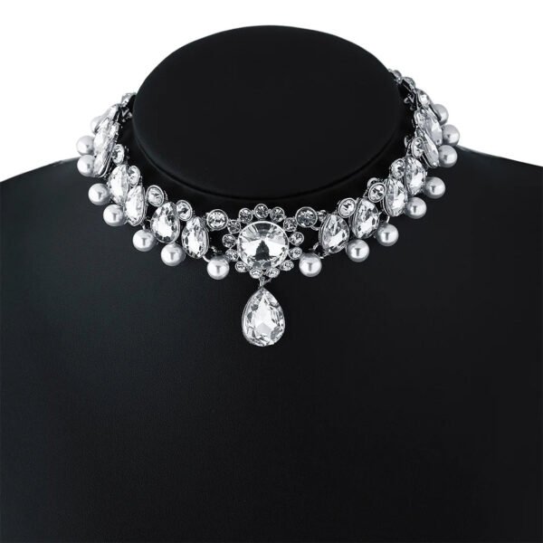 Boho Collar Choker, Water Drop Necklace, Crystal Necklace, Vintage Jewelry, Pearl Statement Necklace, Wedding Necklace set