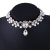 Boho Collar Choker, Water Drop Necklace, Crystal Necklace, Vintage Jewelry, Pearl Statement Necklace, Wedding Necklace set