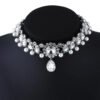 Boho Collar Choker, Water Drop Necklace, Crystal Necklace, Vintage Jewelry, Pearl Statement Necklace, Wedding Necklace set